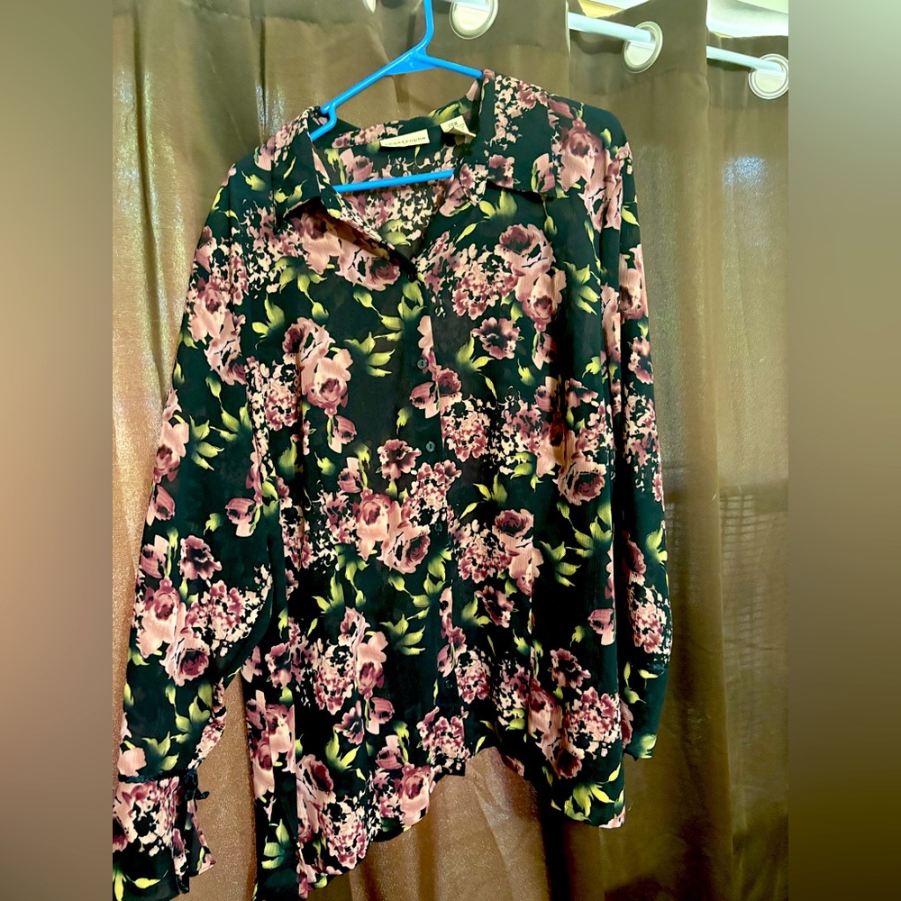 Apostrophe 24w floral blouse